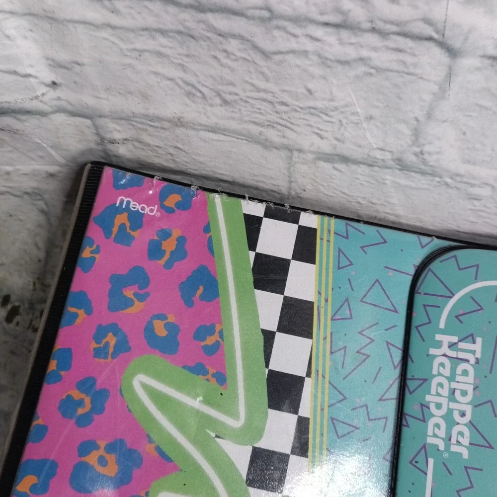 Mead Trapper Keeper 3 Ring Binder Retro Geometric Animal Print Design a6